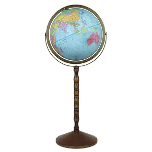 Replogle Made in USA 12 in Treasury Raised Relief Floor Globe with Gyro-Matic Base, Cordless Type, Floor Display for STEM Learners, Home Office Decor
