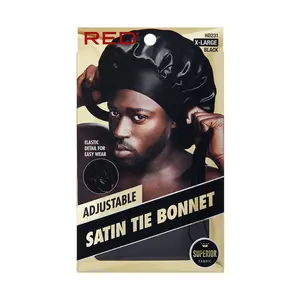 RED Adjustable Satin Tie Bonnet Sleep Cap for Braids, Locs & Natural Hair X-Large & Braid Sizes