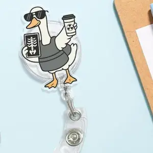 Silly Goose Radiology Sparkly Glitter Retractable Badge Reel Funny Rad Tech ID Holder For X-ray Technician Radiology Student Work Accessory
