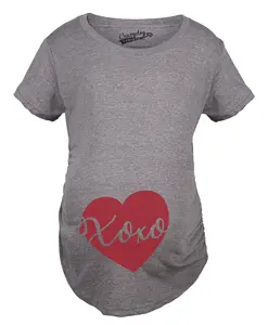 Maternity Xoxo Script Heart Cute Pregnancy Announcement T shirt Funny Graphic Maternity Tee Cute Pregnancy Tees With Plus Sizes Pregnant Love Maternity Wear Maternity Shirts Dark Grey