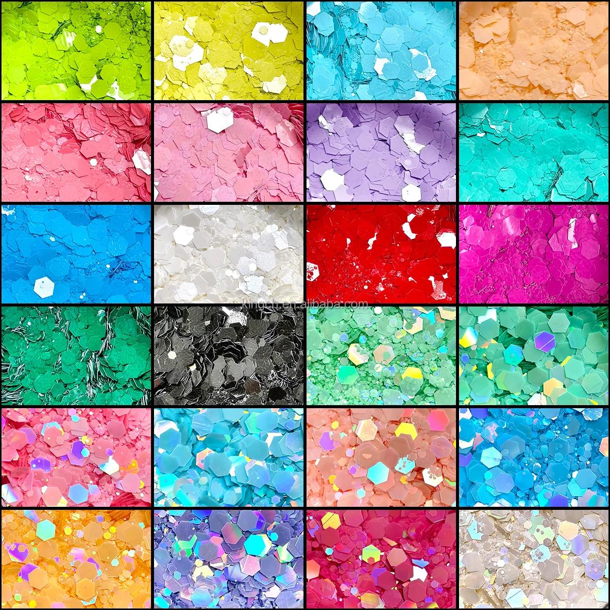 US Warehouses 24 Bottles Holographic Chunky Glitter for Art Nail Slime Tumbler Jewelry Making Epoxy Resin Sequin Flake Sparkle