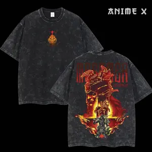 [FS] Retro Limited Vintage Elden Ring Collection - Elden Ring Anime Double Printed Oversized Washed Tee Unisex Oversize Anime Manga Acid Washed Lightweight Cotton T-Shirt Gift For Anime Fan, Anime Lover RXF