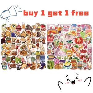 Vintage Food Stickers Waterproof Easy to Remove Buy 1 Get 1 Free Variety Pack for Decor 150 Pcs Assorted Designs fun craft canvas art simple Decoration