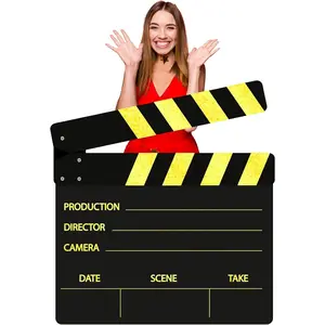 .2 x 45.3 Inch Large  Movie Film Clap Board Decoration  Plastic Clapboard Directors Movie Theme Party Decorations TV Clapper Board Theater Props Decor for Photo Prop