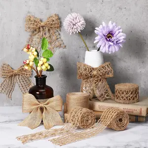 13 Rolls Natural Jute Lace Craft Ribbon, 2M Per Roll Plain Lace Trim, Vintage Burlap Wired Ribbon, Multipurpose DIY Decor Ribbon, Ideal for Gift Wrapping, Party, Holiday, Rustic Wedding, Wreath Making, Floral Arrangement & Handmade Home Decor