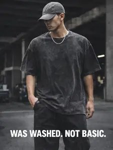 Men's 100% Cotton Washed Vintage Streetwear T-Shirt | Soft Heavyweight Relaxed Fit Everyday Tee