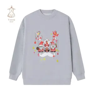 Women Cute Sweatshirts Christmas Gnome Print Loose Pullovers Casual Fall Long Sleeve Tops Autumn Streetwear Womenswear Fashion