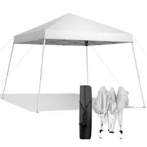 3x3m Square Frame Outdoor Waterproof Folding Tent, Oxford Fabric, Portable, Steel Pipes, Quick Install, Simple Setup, White Home Use Shelter, Portable Tent