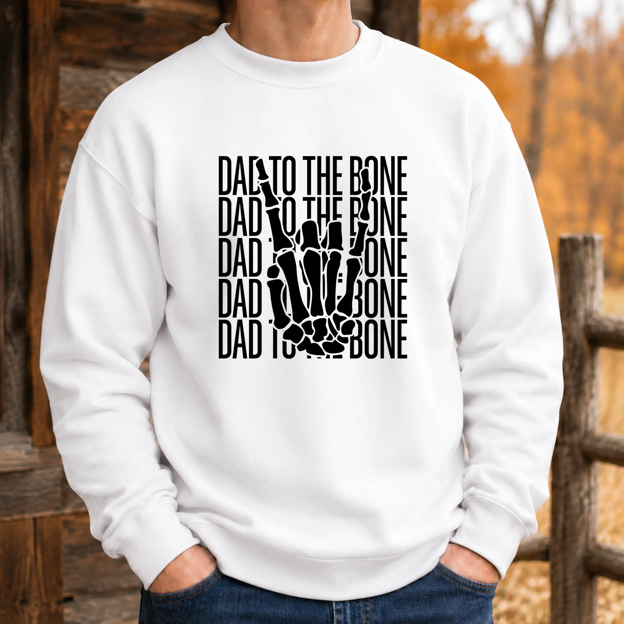 Dad To The Bone Sweatshirt, Funny Dad Crewneck, Skeleton Hand Graphic Sweater, Halloween Dad Pullover, Father Graphic Sweatshirt, Autumn Dad Crewneck, Dad Humor Gift