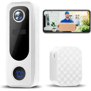 Doorbell Camera  No Subscription -  Video Doorbell  with Chime, 2 Way Audio, 30s Voice Message, Anti-, AI Detection, Only 2.4GHz WiFi,  , Work with Alexa