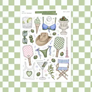 Olive Summer • Junk Journal Sticker Sheet • Doodles & Drawings • Scrapbook Stickers • Vision Board • Summer Aesthetic • I'm Just a Girl