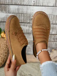 Women's Comfortable Loafers, Slip-On Work Flats, Trendy Casual Walking Shoes, Stitching Design for Essential Commute