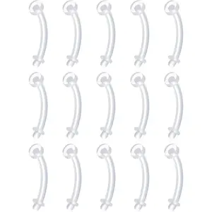 16G 14G Clear Flexible Plastic Daith Rook Earrings Eyebrow Rings Curved Barbells  Piercing Retainers 15 count