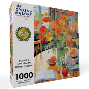 Garden Puzzle – Poppies Panorama: Orange Elegance – 1000 Piece Jigsaw Puzzle