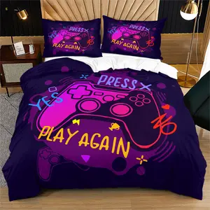 2/3pcs Neon E-Sports Gaming Controller Print Duvet Cover, Skin-Friendly and Breathable Bedding Set, Removable Duvet Cover and Pillowcase, The Ideal Decoration for A Cyberpunk Style Bedroom, Suitable for All Seasons, Filling Not Included
