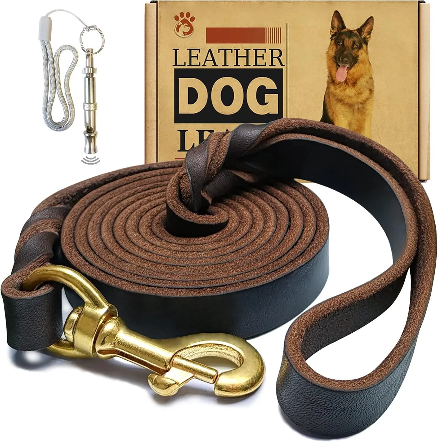 Leather  Leash 6ft x 3/4 inch, Heavy Duty  Braided   Leash, Soft and Comfortable Leather Leash for Large Dogs, Medium Small Dogs (Brown, 6FT*3/4in)