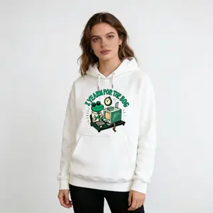 Foreign Style Printed Hooded Sweatshirt, Couple Matching Streetwear Hoodie A business frog working at a retro desk, craving the bog. Graduation, Back To School Spring Winter
