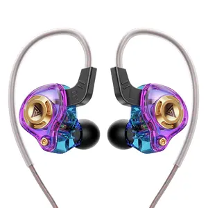 QKZ AK6 SRS 3, 5mm L Shape Plug Transparent Dynamic Resin Headphones DJ Monitor Sports Earbuds - Wired In-Ear Earphones with Mic Hi-Fi Stereo Heavy Bass Headset