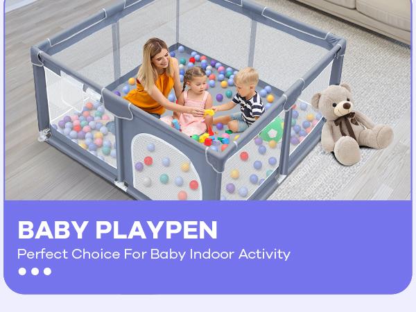 Baby Playpen, Indoor&Outdoor Playard, Play Pens for Kid Activity Center, Sturdy Safety Baby Fence with Breathable Mesh for Toddler playpen