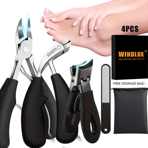 4pcs Ingrown Toenail Clipper Set for Thick Nails - Heavy-Duty Podiatrist Grade, Stainless Steel Blades with Easy Grip Handle - Perfect for Men & Adults