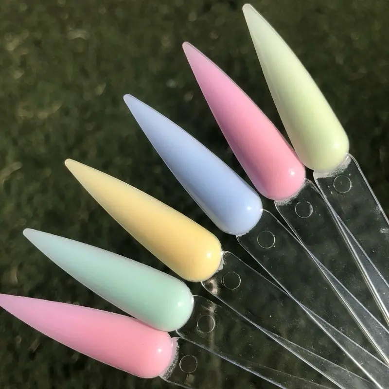 6pc Pastel Acrylic Powder Set for Nail Art - Includes Six Colorful Powder Shades for Creative Designs
