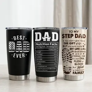 SANDJEST Father's Day 20oz Tumbler for Dad, Vacuum Insulated Stainless Steel Coffee Travel Mug with Lid, Double-Wall Cup Gift for Dad, Stepdad