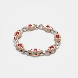 [ICE HUE] Horus Eye Infinity Bracelet, 18K Gold Vacuum Plated Copper with 5A+ Sri Lanka Colorful Zircon, Miami-Italy-Mexico & Micro Inspired, Women’s Luxury Statement Jewelry, Daily Wear & Gift Idea, Chicano Classic Hip Hop Simple Sporty Styles