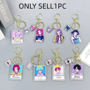 Anime Cartoon Acrylic Keychain, Double-Sided Print Transparent Pendant, Witch Girl Group Role Keychain, Student Backpack Charm, Cute Gift