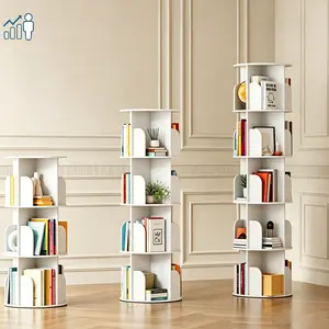5-Tier 360° Rotating Freestanding Bookshelf Tower - Small Space Corner Bookcase, Lazy Susan Display for Bedroom, Living Room