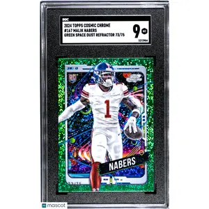 2024 Topps Cosmic Chrome Malik Nabers #167 Green Space Dust Refractor SGC 9