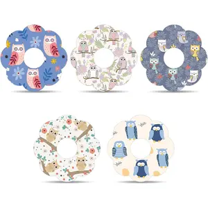 25pcs Adhesive Patches for Libre 2, Breathable & Waterproof CGM Sensor Covers Cute Owl Print Monitor Stickers for Libre 2 Overpatch Accessories (5 Styles)