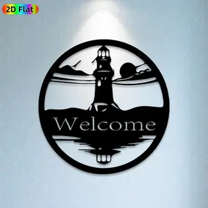 1pc Lighthouse Metal Wall Art,Lighthouse Statue Mural, Ideal Gift for New Year, Easter, Coastal Decor Enthusiasts, Weather-Resistant Metal Wall Decor Wall Sculptures, Perfect for Outdoor Wall & Garden Fence Coastal Home Enthusiasts