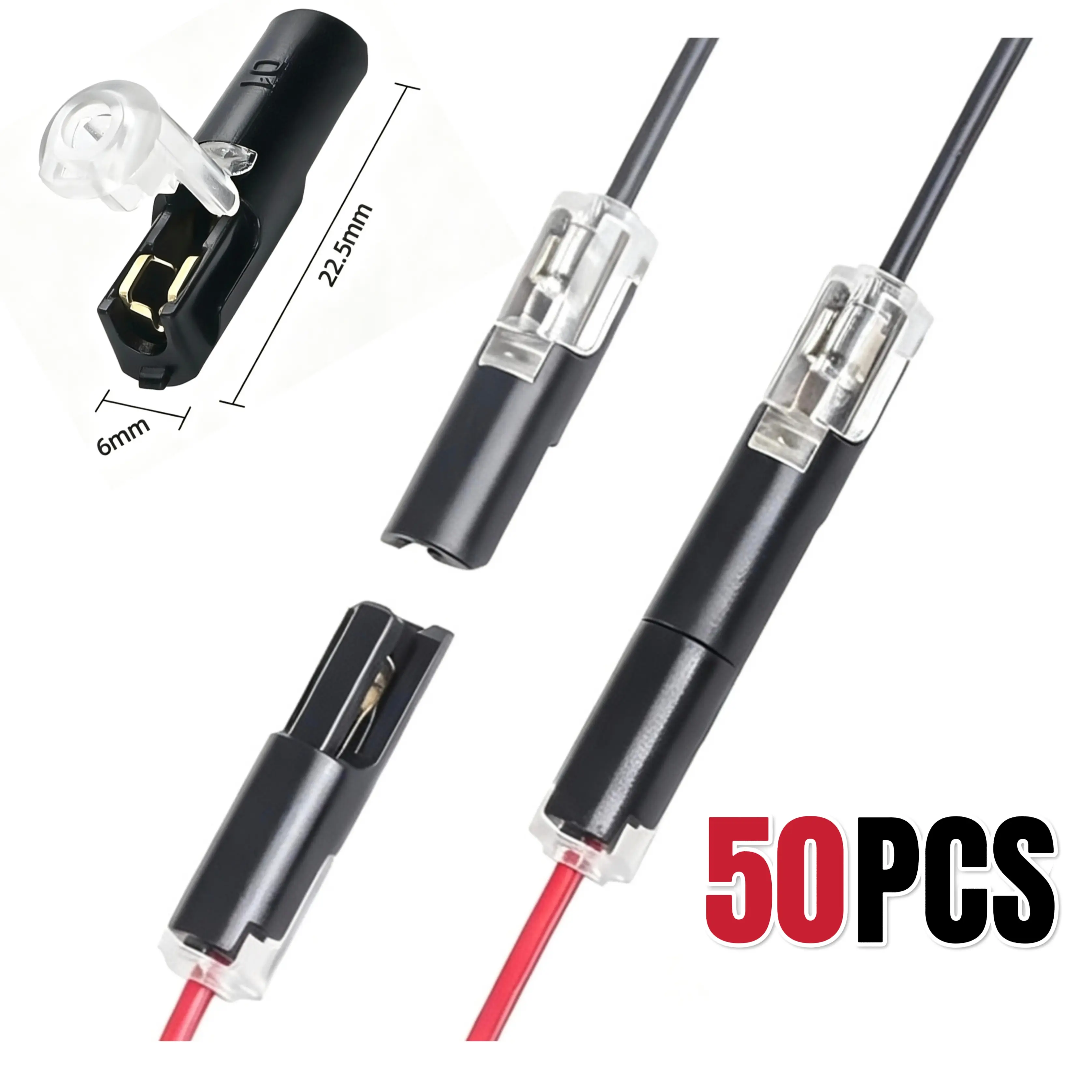 Quick-Connect Copper Terminals 6mm x 22.5mm 1-Hole Design Durable Electrical Connectors for Outlets & Electronics Easy Install Reliable Heavy-Duty