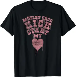 100% Cotton Mötley Crüe – Kickstart My Heart Drip Font T-Shirt