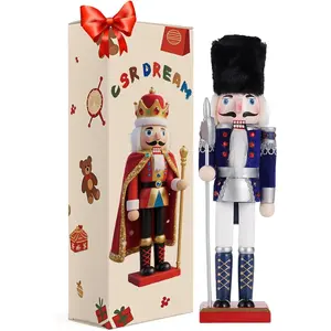 11.8 Inch Christmas Nutcracker Ornaments Wooden Nutcracker Figures Festive Collectible Gift for Table Desktop Fireplace Thanksgiving Christmas Decorations Axe Soldier