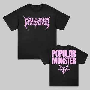 Monster Text Patcwork Graphic T-Shirt, Dark Experiment Print, Punk Aesthetic, Tiktok Trendy Subculture Fashion, Gothic Party Streetwear