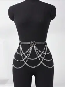 Women's Gothic Style Multi-layer Chain Belt, Punk Fashion Belt, Fashionable Waistband for Jeans & Dress, Trendy All-match & Exquisite for Birthday Gift, Casual Dress Belt