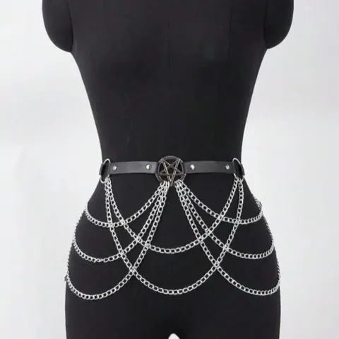 Women's Gothic Punk Multi-Layer Chain Belt, New Punk Belt, Punk Waistband, Fashion Waist Chain for Jeans & Dresses, Belts for Dresses, Versatile Casual Dress Belt, Exquisite Birthday Gift for Her