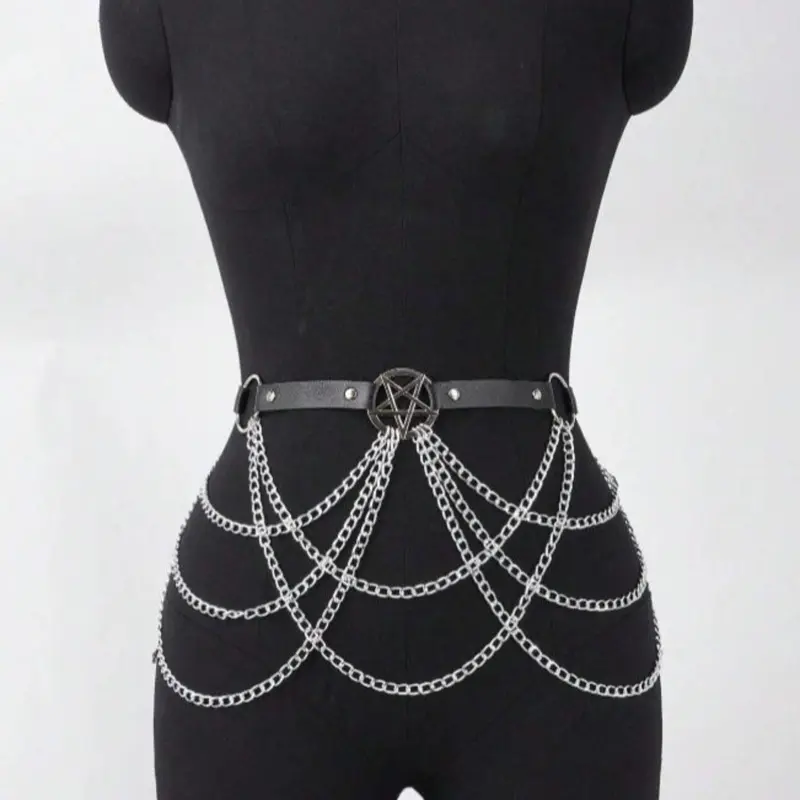 Women's Gothic Punk Multi-Layer Chain Belt, New Punk Belt, Punk Waistband, Fashion Waist Chain for Jeans & Dresses, Belts for Dresses, Versatile Casual Dress Belt, Exquisite Birthday Gift for Her