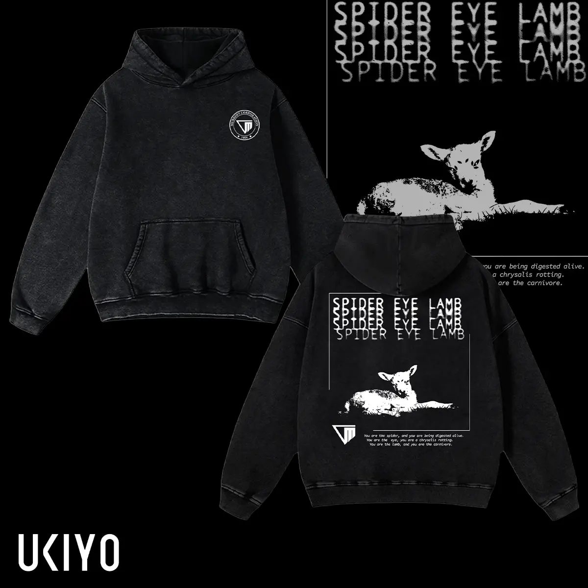 Outlast Trials SPIDER EYE LAMB Washed T-Shirt, Hoodies Video Games, Horror Vintage Shirt, Game Fan, Streetwear Tops Black Fabric Menswear Cotton Seamless graphic tee