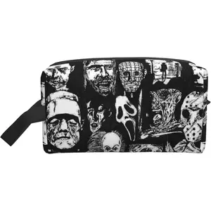 Women's Cosmetic Bags Horror Icons Makeup Pouch Travel Toiletry Storage Bag