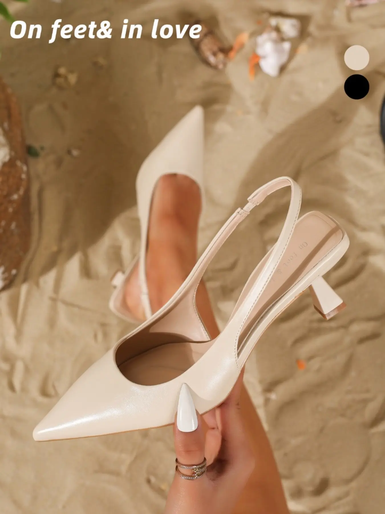 Women's high heel soft sole All Sizes 2 Colors Faux Leather Pointed Toe Elastic Slingback Heels, Kitten Heel Backless Mule Pumps, Cushioned Insole Non-slip Shoes for Office Work Date Night Party Wedding Footwear, Fashion Wedges, Wedge Sandals