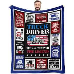 Truck Driver Gifts for Men, Truck Driver Appreciation Gifts, Trucker Gifts for Men Throw Blanket 60" x 50", Best Gift for Trucker Man, Cool Truckers Gifts for Dad/Trucks Lovers