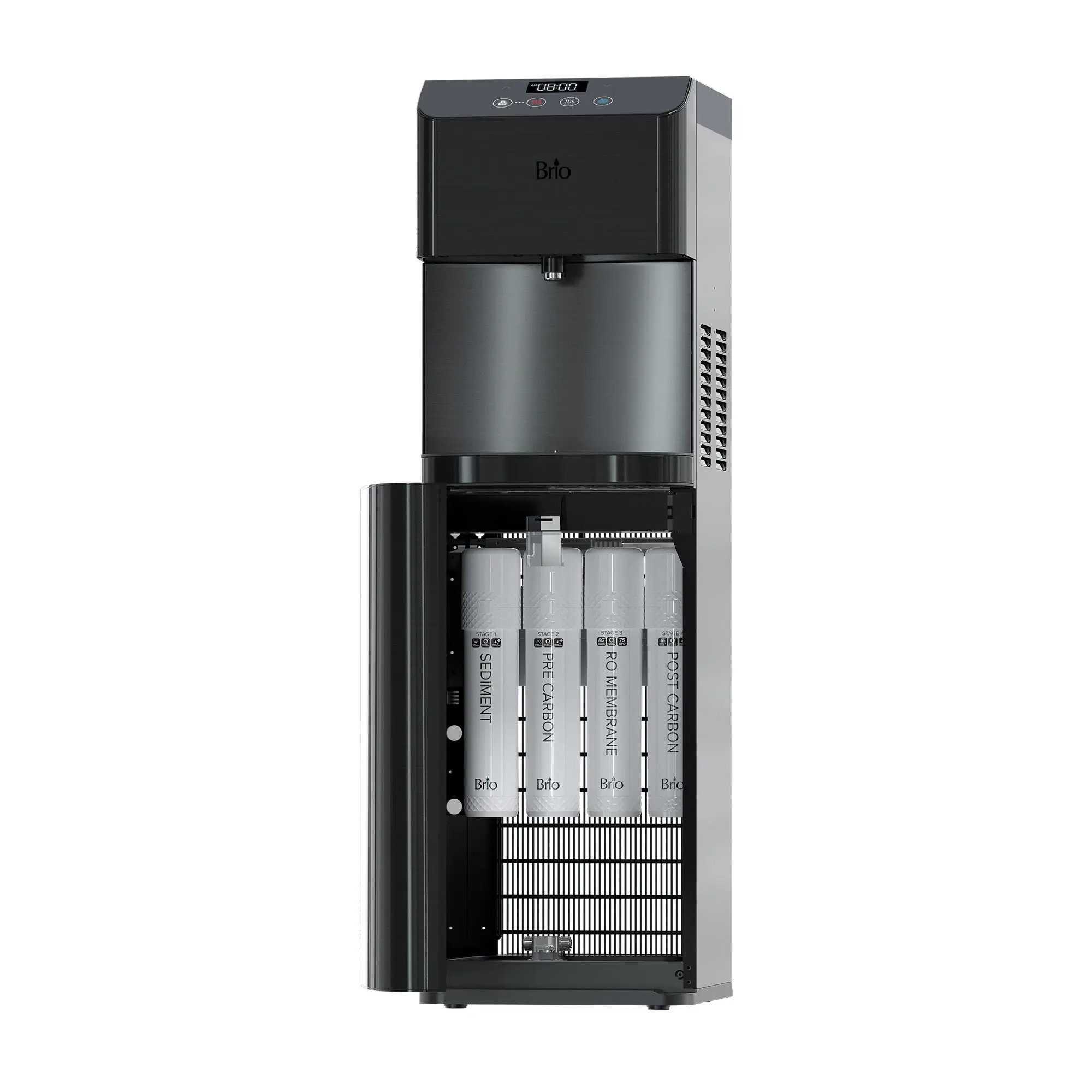 Brio Moderna 4-Stage Reverse Osmosis Black Stainless Bottleless Water Cooler