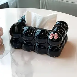 Bow-Adorned Cloud Tissue Box - Elegant Lift-Top Design for Organize Tissues, a Soft, Decorative Bow Accent Organizer for Your Living Room or Bedroom