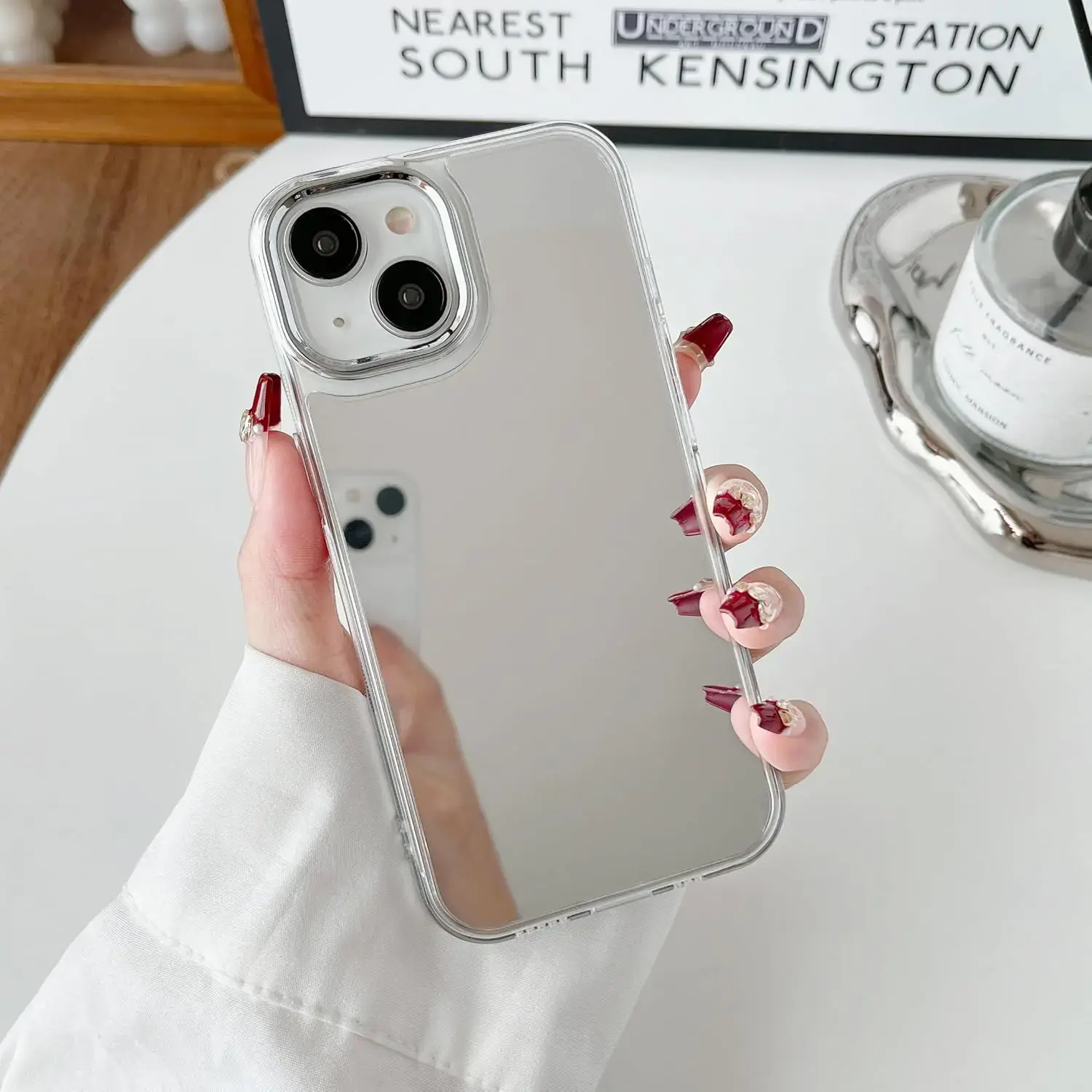Makeup Mirror Phone Case for Women Men, Compatible with iPhone 17 16 15 14 13 12 11 Pro Max Plus, Cute Reflective Back, Vanity Mirror Shockproof Bumper, Protective Phone Accessories