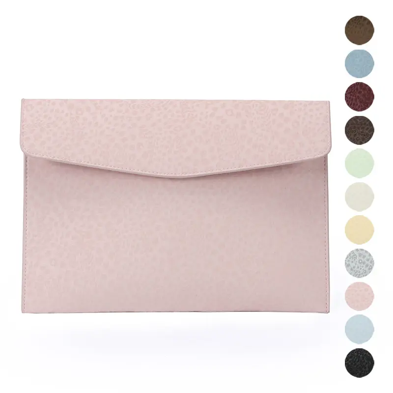 Leopard Print Magnetic Snap Closure Envelope File Folder - Office Filing Supply for A4 Size, Letter-Size Documents, File Storage