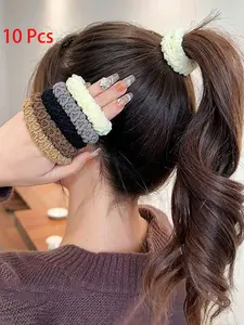 10 Piece Thick High Elastic Seamless Hair Ties, Durable Hair Accessories for Everyday Use, No Damage to Hair Ponytail Holder