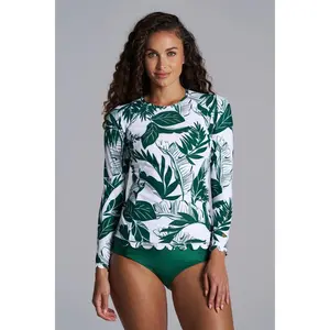 Women's Stony Coral Scallop Long Sleeve Rash Guard | Eden Palm Paradise