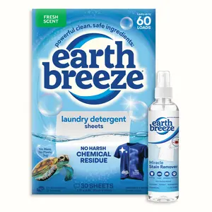 Earth Breeze Laundry Essentials Bundle: Laundry Detergent Sheets & Miracle Stain Remover Spray | Powerful Stain Fighter & Deep Clean Kit | Eco-Friendly & Zero Waste